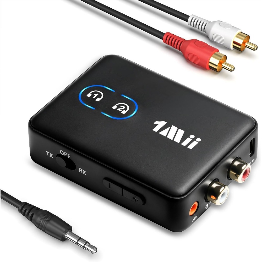 1Mii Bluetooth 5.3 Transmitter Receiver RCA 3.5mm AUX Adapter aptX Low Latency